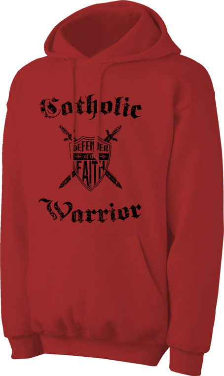 Catholic Warrior Defender of the Faith Hoodie Basic Red and Blue