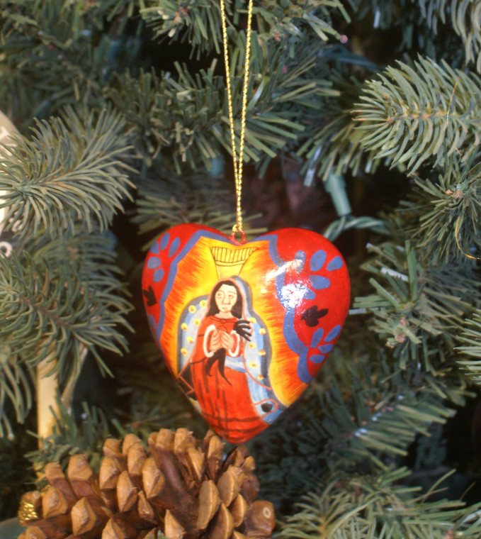 Red Our Lady of Guadalupe Heart Ornament