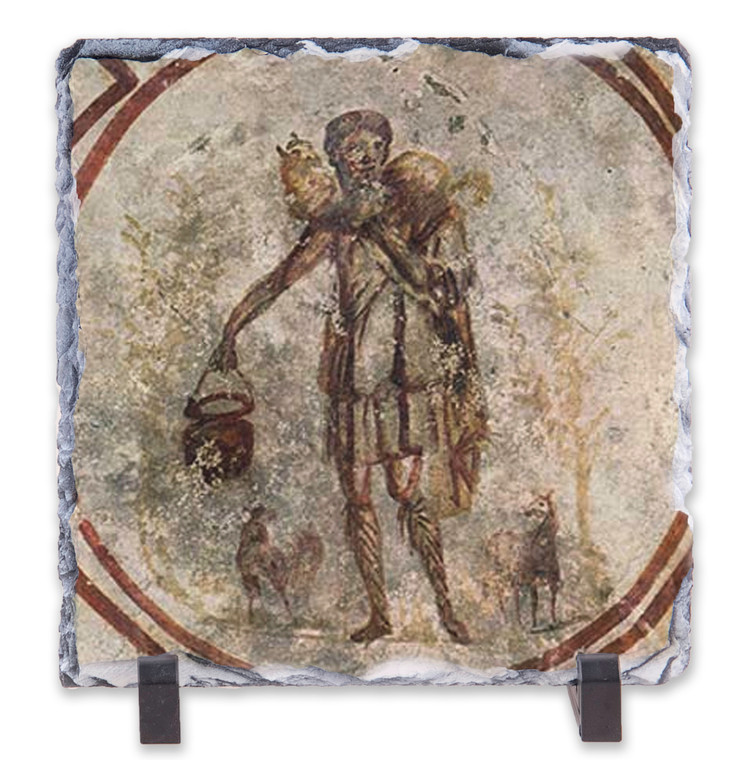 The Good Shepherd - Roman Catacombs Square Slate Tile