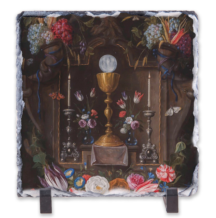 Eucharist with Garlands of Flowers Square Slate Tile