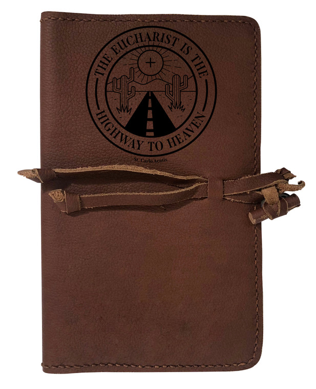 St. Carlo Acutis Quote Rustic Leather Journal Cover