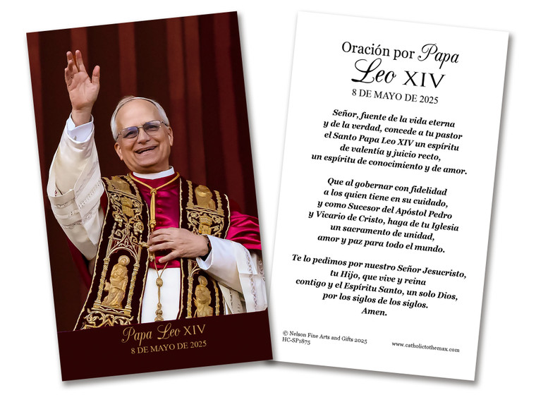 Spanish Pope Leo XIV Waving in Celebration Holy Cards