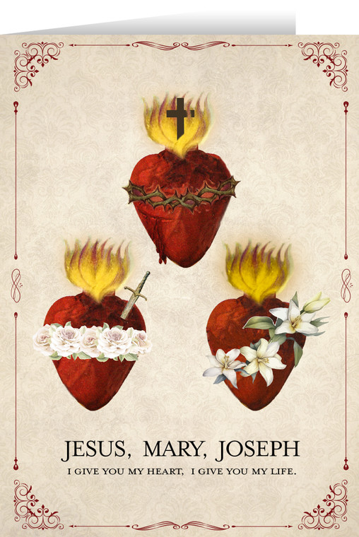 Hearts of the Holy Family Vertical Greeting Cards