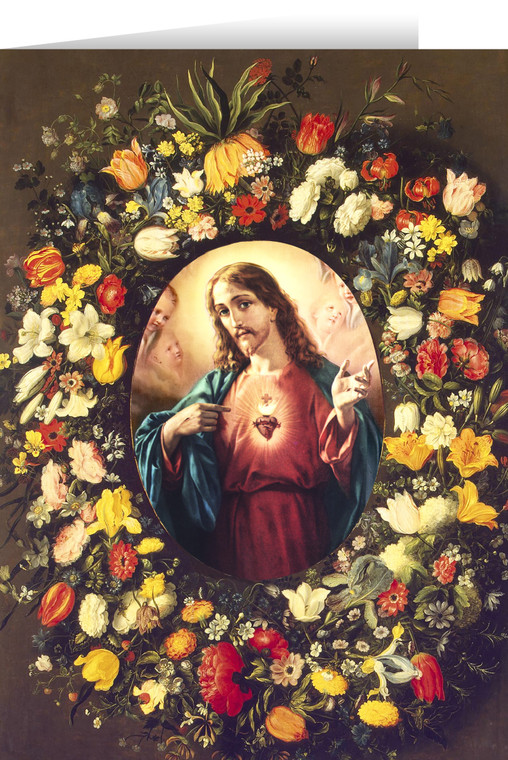 Sacred Heart Floral Greeting Cards