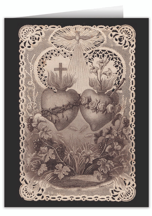 Sacred and Immaculate Hearts French Lithograph Note Card