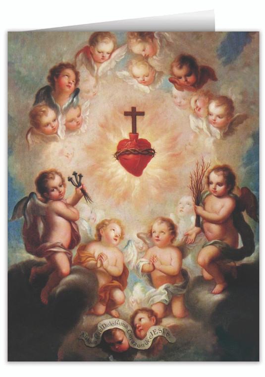Sacred Heart with Angels Note Card