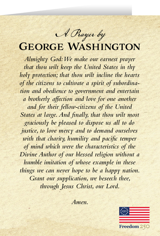 Washingtons Prayer Freedom 250 Note Card