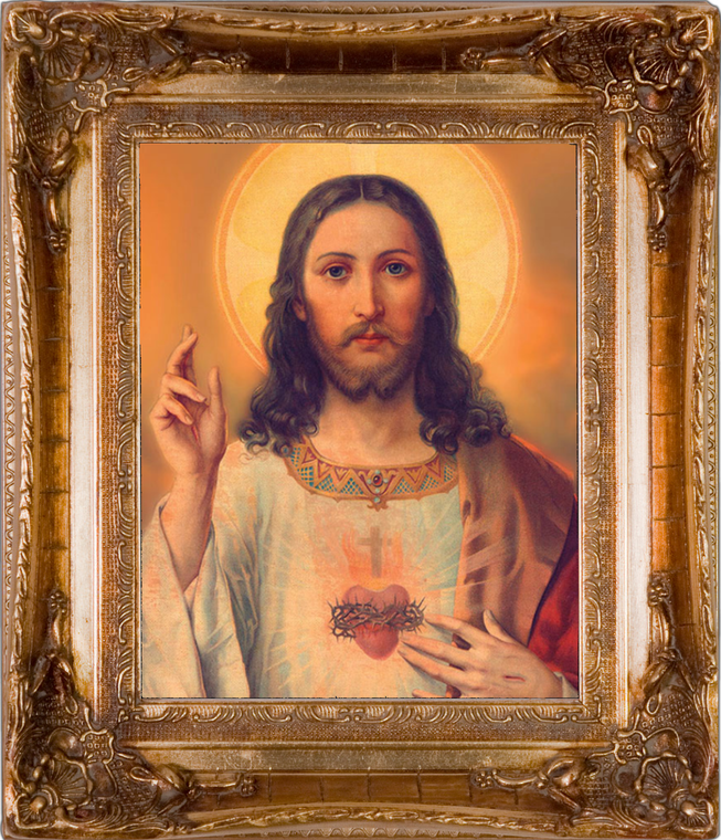 Antique Sacred Heart Ornate Museum Framed Canvas