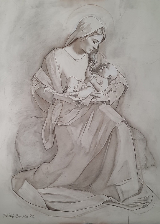 Sketch of Our Lady of St. Benedict by Phillip Bowles Art Print