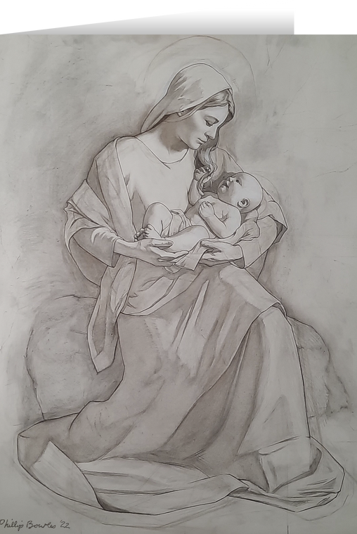 Sketch of Our Lady of St. Benedict by Phillip Bowles Greeting Card