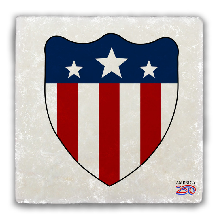 Stars and Stripes Shield Tumbled Stone Coaster