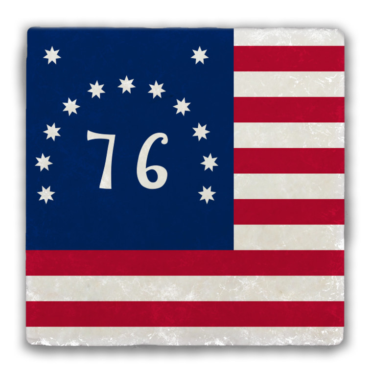 Bennington Flag Tumbled Stone Coaster