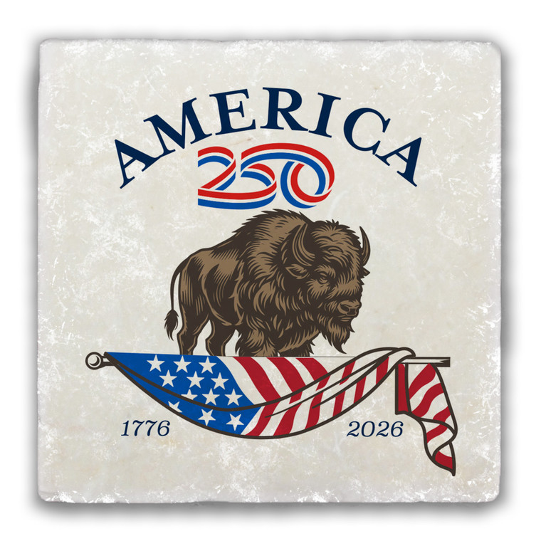America250™ Buffalo Tumbled Stone Coaster