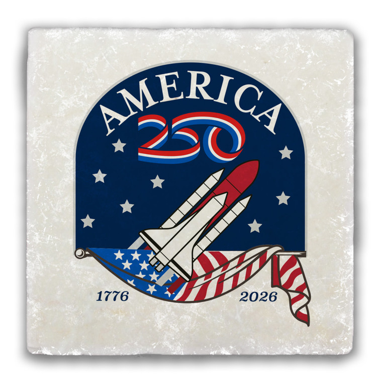 America250™ Rocket Tumbled Stone Coaster