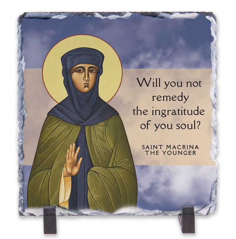 Windows to Paradise - St. Macrina the Younger Square Slate Tile