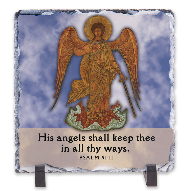 Windows to Paradise - Psalm 91:11 Square Slate Tile
