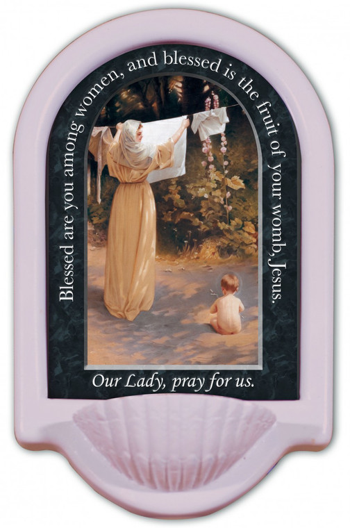 Polish Madonna Prayer Holy Water Font