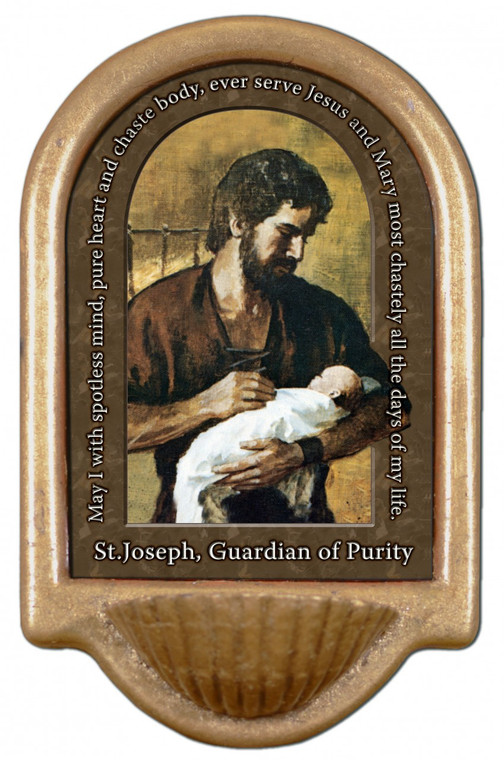 St. Joseph Guardian of Purity Prayer Holy Water Font