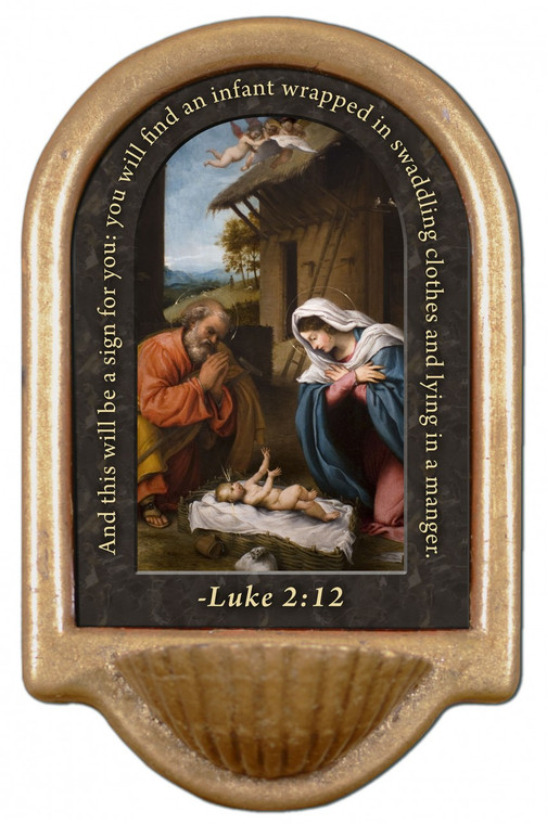 Nativity with Reaching Jesus Prayer Holy Water Font Nativity with Reaching Jesus Prayer Holy Water Font