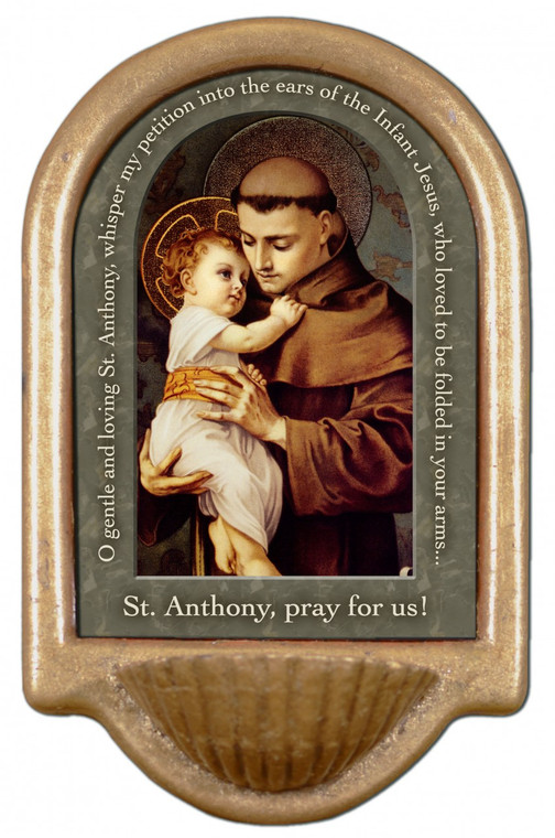 St. Anthony with Jesus Prayer Holy Water Font St. Anthony with Jesus Prayer Holy Water Font