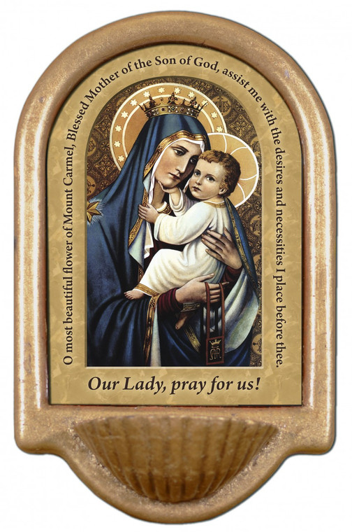 Our Lady of Mt. Carmel Prayer Holy Water Font