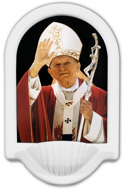 St. John Paul II Waving Holy Water Font