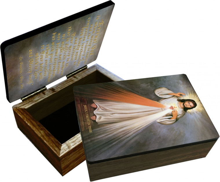 Divine Mercy with Sacred Heart Keepsake Box