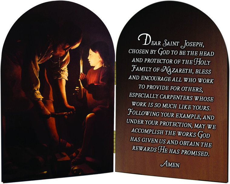 St. Joseph Carpenter's Prayer Arched Diptych