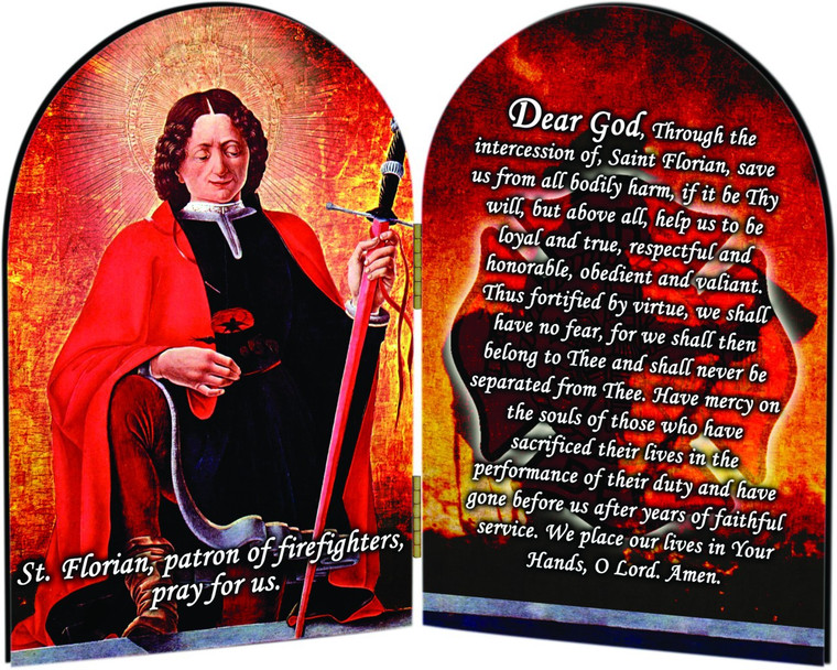 St. Florian Firefighter's Prayer Arched Diptych