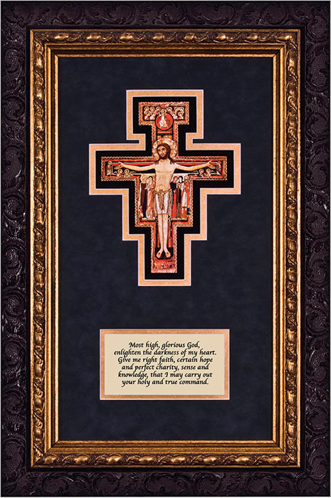 San Damiano Crucifix with Prayer - Framed Matted Print With Prayer