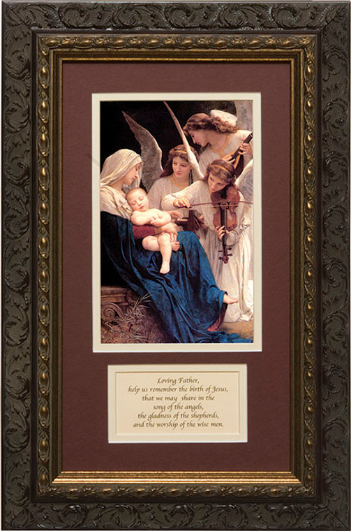 Song of the Angels by Bouguereau with Prayer - Matted Framed Art