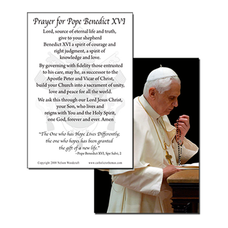 Pope Benedict Praying the Rosary Holy Card