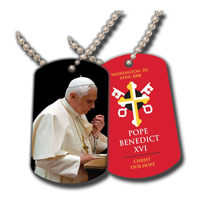 Pope Benedict In Prayer Commemorative Dog Tag