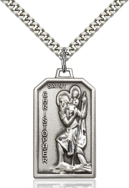 Sterling Silver St. Christopher Medal Rectangle