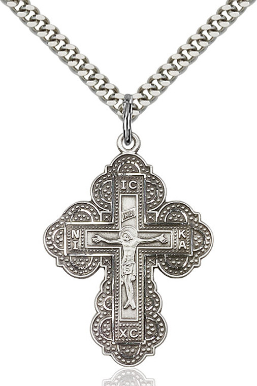 Sterling silver cross on a 24 inch stainless chain