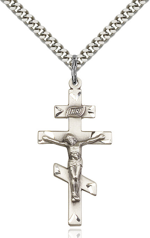 Sterling silver crucifix on a 24 inch stainless chain