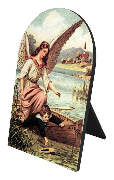 Guardian Angel on the Boat Arched Desk Plaque
