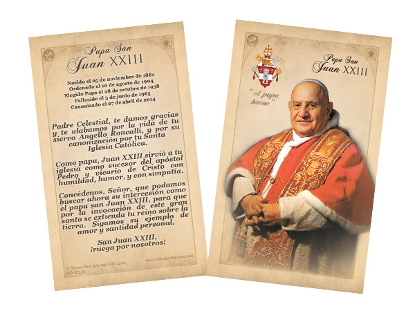 Spanish Pope John XXIII Sainthood Commemorative Holy Card with Prayer