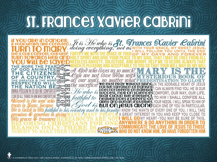 Saint Frances Xavier Cabrini Quote Poster