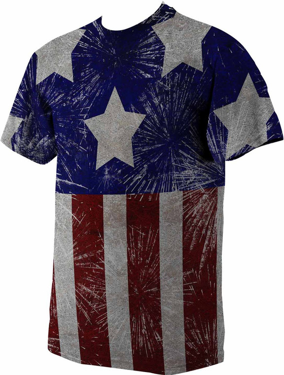 American Flag Graphic Poly T Shirt