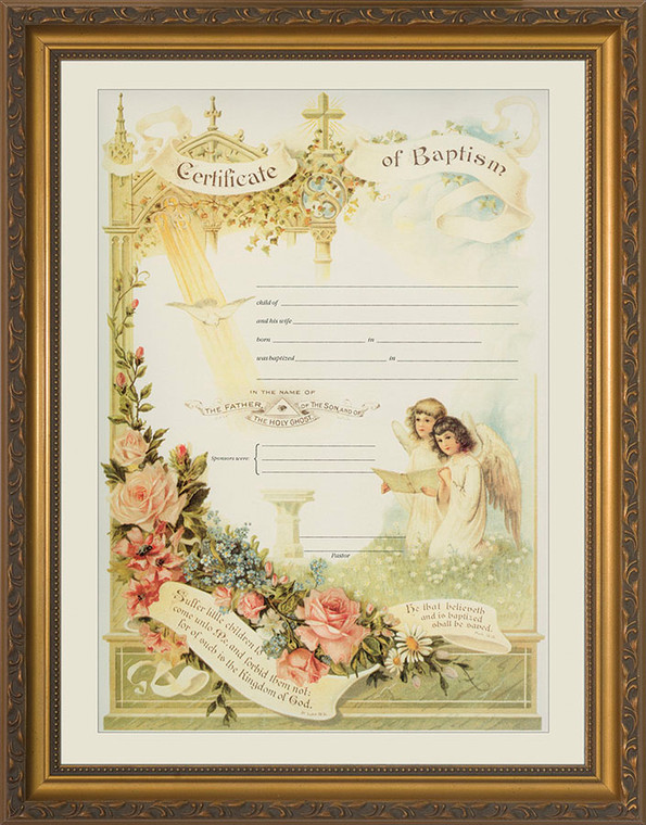 Certificate of Baptism Gold Framed