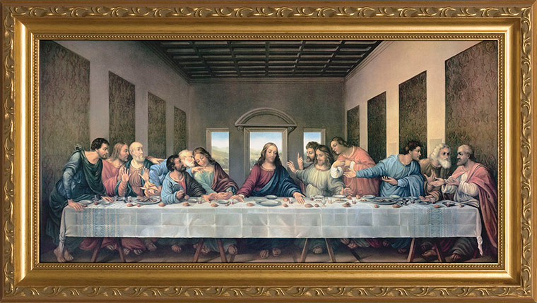 Last Supper by Da Vinci Restored - Gold Framed Canvas