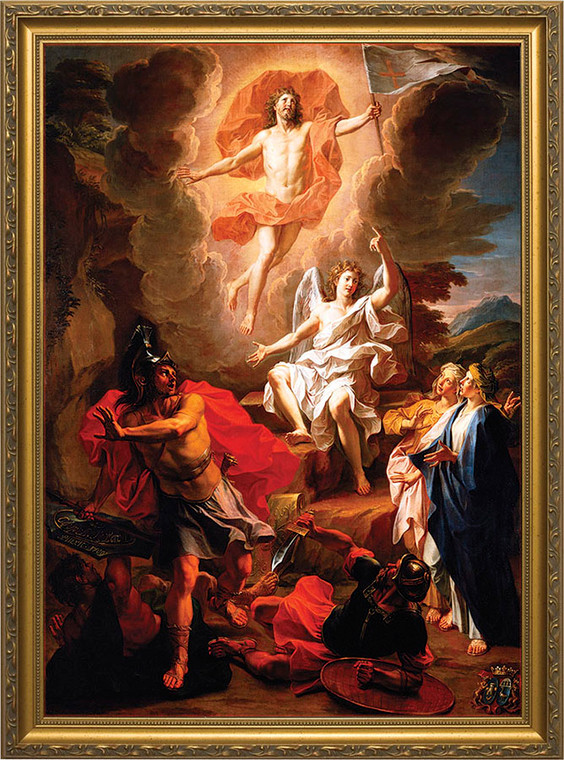 Resurrection of Christ by Coypel - Gold Framed Canvas