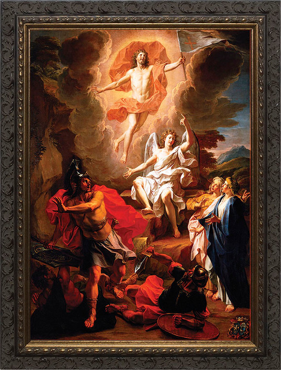 Resurrection of Christ by Coypel  - Ornate Dark Framed Canvas