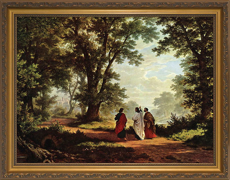 Road to Emmaus - Gold Framed Canvas