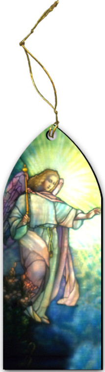 Tiffany Annunciation Angel Stained Glass Wood Ornament