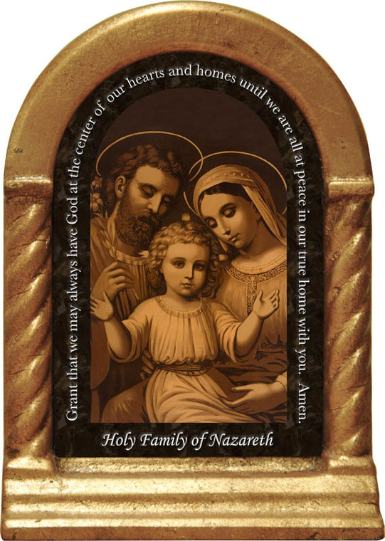 Sepia Holy Family Prayer Desk Shrine
