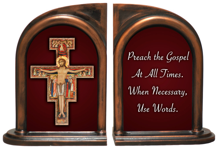 San Damiano Crucifix Quote Bookends