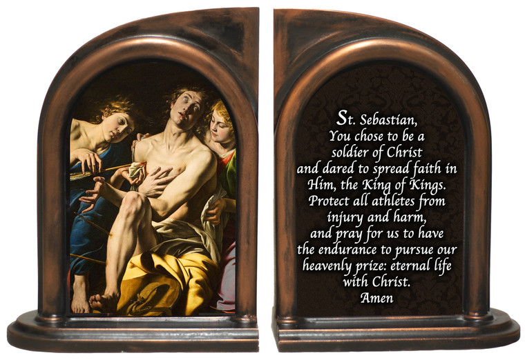 St. Sebastian Athlete's Prayer Bookends