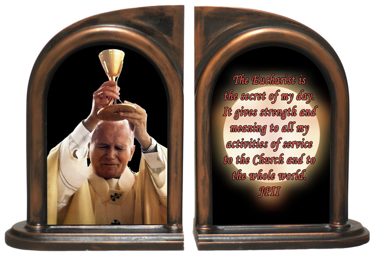 St. John Paul II Raising Chalice Bookends